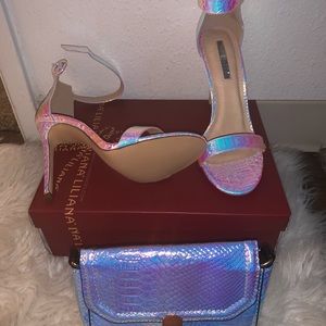 Brand new hologram scale purse and heels